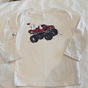 Garanimals Cream Long Sleeve Tee with holiday Red Monster Truck